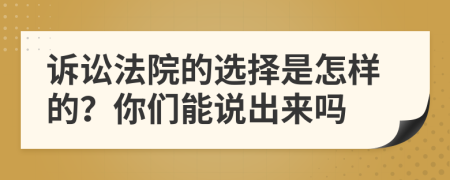 诉讼法院的选择是怎样的？你们能说出来吗