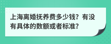 上海离婚抚养费多少钱？有没有具体的数额或者标准？