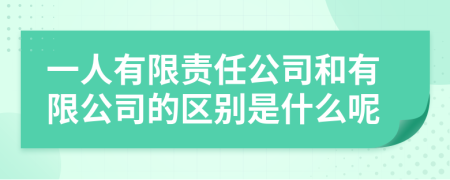 一人有限责任公司和有限公司的区别是什么呢