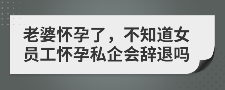 老婆怀孕了，不知道女员工怀孕私企会辞退吗