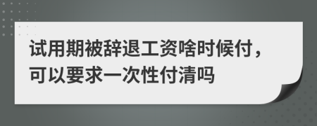 试用期被辞退工资啥时候付，可以要求一次性付清吗