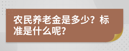 农民养老金是多少？标准是什么呢？