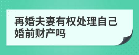 再婚夫妻有权处理自己婚前财产吗