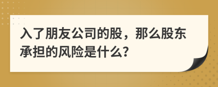 入了朋友公司的股，那么股东承担的风险是什么？