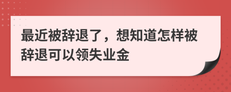 最近被辞退了，想知道怎样被辞退可以领失业金