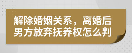 解除婚姻关系，离婚后男方放弃抚养权怎么判