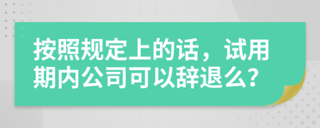 按照规定上的话，试用期内公司可以辞退么？