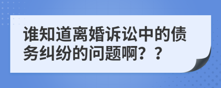 谁知道离婚诉讼中的债务纠纷的问题啊？？