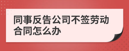 同事反告公司不签劳动合同怎么办