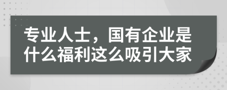 专业人士，国有企业是什么福利这么吸引大家