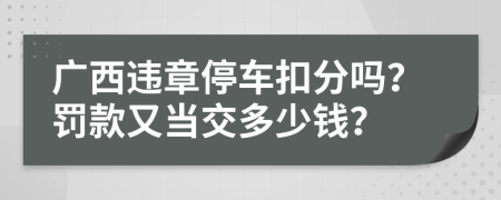 广西违章停车扣分吗？罚款又当交多少钱？