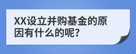 XX设立并购基金的原因有什么的呢？