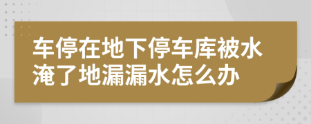 车停在地下停车库被水淹了地漏漏水怎么办