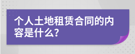 个人土地租赁合同的内容是什么？