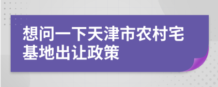 想问一下天津市农村宅基地出让政策