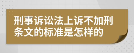 刑事诉讼法上诉不加刑条文的标准是怎样的