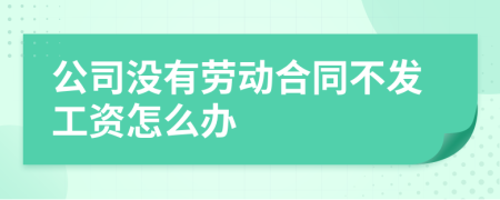 公司没有劳动合同不发工资怎么办