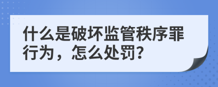 什么是破坏监管秩序罪行为，怎么处罚？