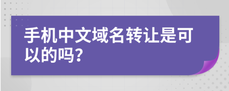 手机中文域名转让是可以的吗？