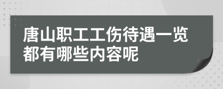 唐山职工工伤待遇一览都有哪些内容呢