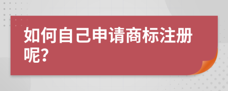 如何自己申请商标注册呢？