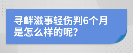 寻衅滋事轻伤判6个月是怎么样的呢？