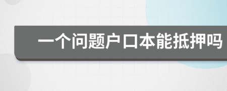 一个问题户口本能抵押吗