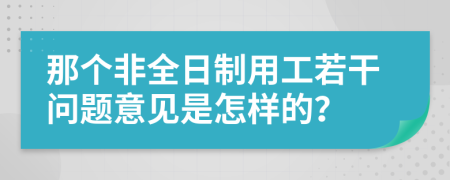 那个非全日制用工若干问题意见是怎样的？