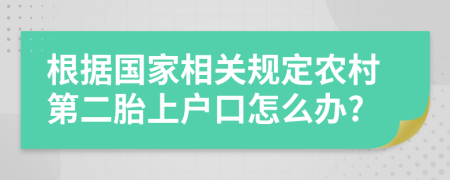 根据国家相关规定农村第二胎上户口怎么办?