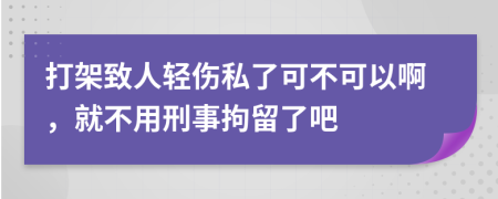 打架致人轻伤私了可不可以啊，就不用刑事拘留了吧