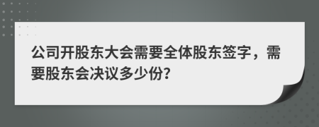 公司开股东大会需要全体股东签字，需要股东会决议多少份？