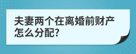 夫妻两个在离婚前财产怎么分配?