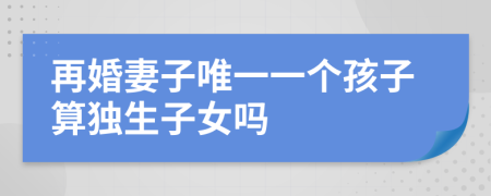 再婚妻子唯一一个孩子算独生子女吗