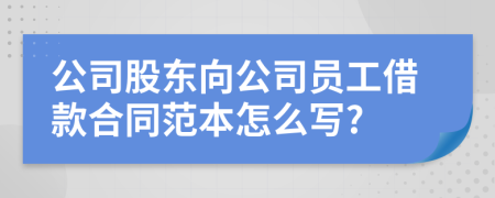 公司股东向公司员工借款合同范本怎么写?