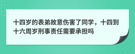 十四岁的表弟故意伤害了同学，十四到十六周岁刑事责任需要承担吗