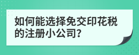 如何能选择免交印花税的注册小公司？