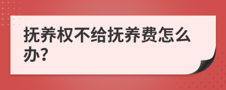 抚养权不给抚养费怎么办？