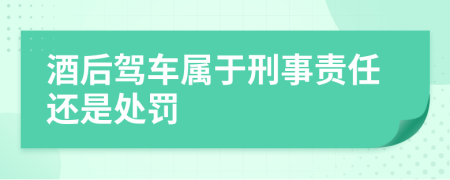 酒后驾车属于刑事责任还是处罚