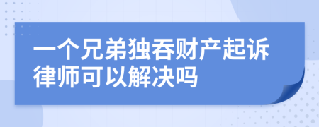 一个兄弟独吞财产起诉律师可以解决吗