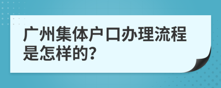 广州集体户口办理流程是怎样的？