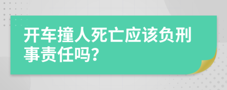 开车撞人死亡应该负刑事责任吗？