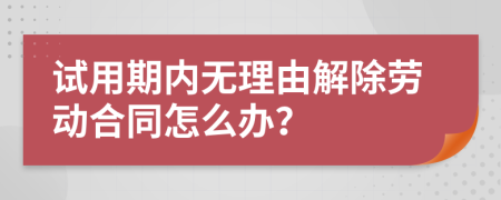 试用期内无理由解除劳动合同怎么办？