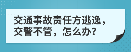 交通事故责任方逃逸，交警不管，怎么办？