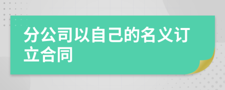 分公司以自己的名义订立合同