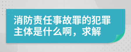 消防责任事故罪的犯罪主体是什么啊，求解