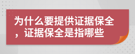 为什么要提供证据保全，证据保全是指哪些