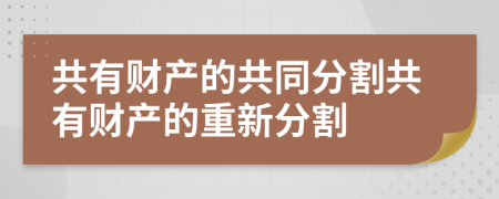 共有财产的共同分割共有财产的重新分割