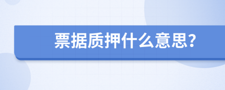 票据质押什么意思？
