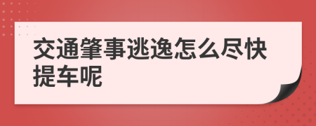 交通肇事逃逸怎么尽快提车呢