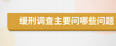 缓刑调查主要问哪些问题